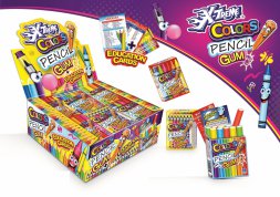 X-TREME COLORS PENCIL GUM+CARDS 35g Balenie:18ks x 12display